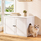 i.Pet 80x53cm Cat Litter Box Enclosure Hidden Litter Tray Cabinet Furniture White