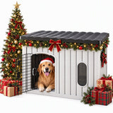 i.Pet 109cm Large Dog House Outdoor Pet Kennel with Metal Door Grey