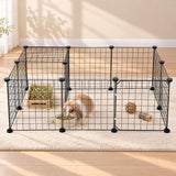 i.Pet Dog Playpen 12 Panels Pet Playpen 35x35cm Iron DIY Enclosure for Small Animals