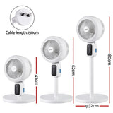 Devanti Pedestal Fan W/ Remote 3 Speed 12H Timer Height Adjustable Cooling Fan