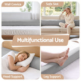 Giselle Double Bed Wedge Pillow For Headboard, Close Gap And Stop Pillows Sliding, Perfect For Dorm Or Tatami Reading, 25D Foam Mattress Gap Filler With 2 Side Pockets, Washable 110gsm Cover