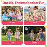 Keezi Kids Bug Catcher Kit 12pc Outdoor Explorer Toys Insect Viewer Net Shovel Pink