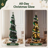 Jingle Jollys Pop Up Christmas Tree Pre Decorated Warm White LED 155cm