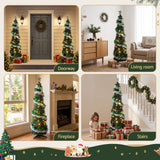 Jingle Jollys Pop Up Christmas Tree Pre Decorated Warm White LED 155cm