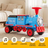 Rigo Kids Ride on Car Train 12V Electric Toy 2 Seaters Storage 87cm Blue