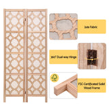Artiss 4 Panel Room Divider Folding Privacy Screen Wooden Partition Geometric Freestanding Separator Natural 170cm