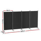 Artiss 4 Panel Room Divider Set of 2 Folding Privacy Screen Fabric Room Separator Partition Black