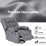 Artiss Power Lift Recliner Chair with Massage and Heat for Elderly, Electric Sofa Reclining Chair with USB and Phone Holder, PU Leather Comfy Armchair for Living Room, 2 Cup Holder & 4 Pockets, Grey
