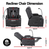 Artiss Power Lift Recliner Chair with Massage and Heat for Elderly, Electric Sofa Reclining Chair with USB and Phone Holder, PU Leather Comfy Armchair for Living Room, 2 Cup Holder & 4 Pockets, Black