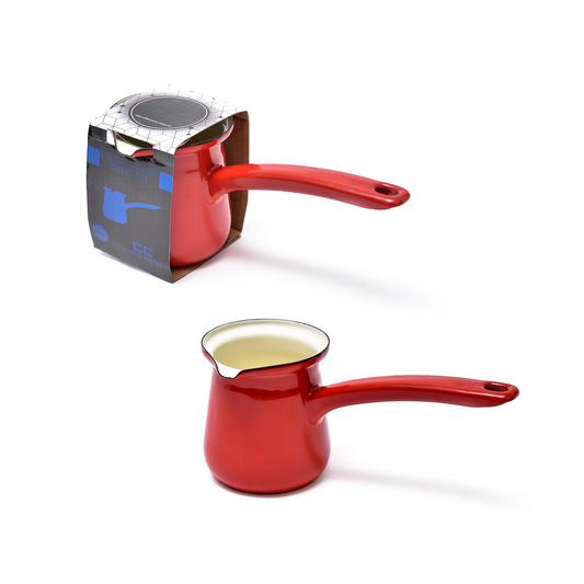 COFFEE CULTURE ENAMEL RED TURKISH COFFEE POT - 300ML
