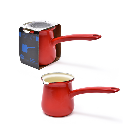 COFFEE CULTURE ENAMEL RED TURKISH COFFEE POT - 450ML