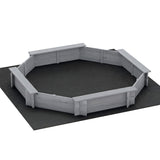 Keezi Kids Sandpit Wooden Round Sand Pit with Cover Bench Seat Beach Toys 182cm Grey