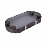 Keezi Kids Sandpit Toys Outdoor Sandbox Oval Sand Pit 4 Seats Grey Cover
