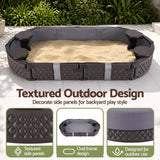 Keezi Kids Sandpit Toys Outdoor Sandbox Oval Sand Pit 4 Seats Grey Cover