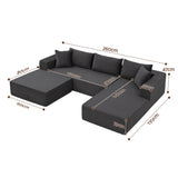 Artiss Modular Sectional Sofa Bed U-Shape 4-Seater Couch Chaise Ottoman Corduroy