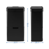 Devanti 72L Sensor Bin Rubbish Bins 4-in-1 Compartment Stainless Steel Trash Can Black