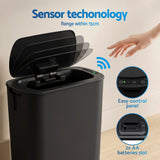 Devanti Automatic Trash Bin 2PCS with Lid 11L Motion Sensor Kitchen Bin Touchless Garbage Can Modern Black Plastic Slim Rubbish Bin with Liner Holder for Kitchen, Home, Office