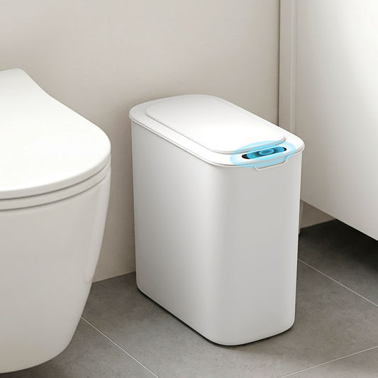 Devanti Automatic Trash Bin with Lid 11L Motion Sensor Kitchen Bin Touchless Garbage Can Modern White Plastic Slim Rubbish Bin with Liner Holder for Kitchen, Home, Office