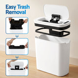 Devanti Automatic Trash Bin with Lid 11L Motion Sensor Kitchen Bin Touchless Garbage Can Modern White Plastic Slim Rubbish Bin with Liner Holder for Kitchen, Home, Office