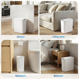 Devanti Automatic Trash Bin with Lid 11L Motion Sensor Kitchen Bin Touchless Garbage Can Modern White Plastic Slim Rubbish Bin with Liner Holder for Kitchen, Home, Office