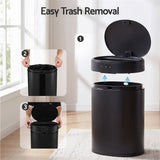 Devanti 20L Automatic Sensor Bin Touchless Rubbish Waste Bin Black Kitchen
