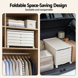 Artiss Foldable Storage Cabinet Stackable Box Wardrobe Clear Magnetic Door White