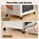 Artiss Foldable Storage Cabinet Stackable Box 2 Doors Rolling Organiser White