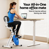 Artiss Under Desk Folding X-Bike with 120cm Automatic Standing Desk Magnetic Resistance Oak