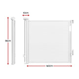 Keezi Retractable Gate Baby Gate Pet Safety Fence Extends up to 140cm White