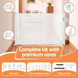 Keezi Retractable Gate Baby Gate Pet Safety Fence Extends up to 140cm White