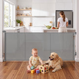 Keezi Retractable Gate Baby Gate Pet Safety Fence Extends up to 400cm Grey