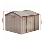 Giantz 3X3M Garden Shed Outdoor Storage Backyard Tool Shed Galvanized Steel Brown