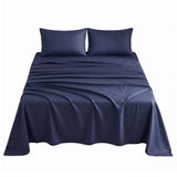 Giselle Double 500TC Cotton 4Pcs Sheet Set with 40cm Extra Deep Pocket for Thick Mattresses Sateen Weave for Sweaty Nights Navy Blue