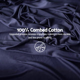Giselle King 500TC Cotton 4Pcs Sheet Set with 40cm Extra Deep Pocket for Thick Mattresses Sateen Weave for Sweaty Nights Navy Blue