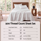 Giselle Kingsingle 500TC Cotton 4Pcs Sheet Set with 40cm Extra Deep Pocket for Thick Mattresses Sateen Weave for Sweaty Nights White