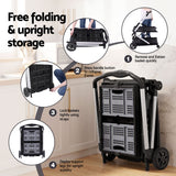 Artiss Shopping Trolley with Wheels 2 Layer w/1 Crate Foldable Trolley Grey