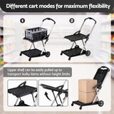 Artiss Shopping Trolley with Wheels 2 Layer w/1 Crate Foldable Trolley Grey