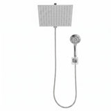 Cefito High-Pressure Rain Shower Head with Handheld, Gear-Lock Anti-Sag Arm for Family Spa, 12" Stainless Steel Rainfall & 9-Setting Wand Combo, 3-Way Diverter, Drill-Free Adhesive Bracket