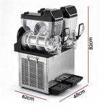 Devanti Commercial Slushie Machine 15L x2 Frozen Drink Maker Dual Tank Silver
