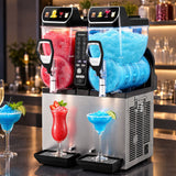 Devanti Commercial Slushie Machine 15L x2 Frozen Drink Maker Dual Tank Silver