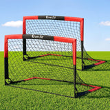 Everfit Pop Up Soccer Goal Nets Heavy Duty Portable Kids Training Set 2 Pcs Red