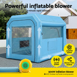 Giantz Inflatable Paint Booth 2.5X2.5X3M Inflatable Spray Booth with 550W Powerful Blower and Air Filter System, Round Roof with Light Hook, for Painting Bicycle, Motorcycle, Furniture Refinishing DIY