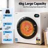 Devanti 6kg tumble dryer with stainless steel drum and touch screen