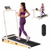 Everfit 3 in 1 Walking Pad Treadmill 12% Incline Foldable Under Desk Treadmills 40cm Belt Beige