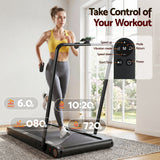 Everfit 4 in 1 Vibration Walking Pad Treadmill Under Desk Treadmills for Home Gym with App Control 380mm Black