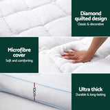 Giselle Bedding 1500GSM Bamboo Pillowtop Mattress Topper 10cm Thick Pad for Back Pain Relief, High Loft Cooling Underlay for Dorm & Guest Bed, 45cm Deep Pocket King