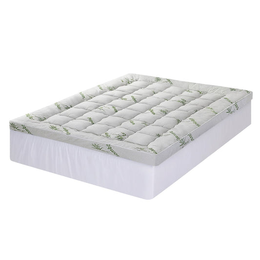 Giselle Bedding 1500GSM Pillowtop Mattress Topper Bamboo Mattress Pad for Back Pain Relief Washable 11cm Thick Bed Cover with 45cm Deep Pocket Queen