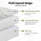 Giselle Bedding 1500GSM Pillowtop Mattress Topper Bamboo Mattress Pad for Back Pain Relief Washable 11cm Thick Bed Cover with 45cm Deep Pocket Single