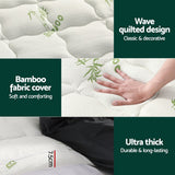 Giselle Bedding Pillowtop Mattress Topper 7.5cm Thick Bamboo Pad for Back Pain Relief Washable Skin-friendly Bed Protector with 45cm Deep Pocket Single