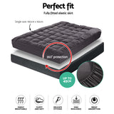Giselle Bedding Bamboo Charcoal Filling Pillowtop Topper 1000GSM 5cm Thick Pillowtop Pad for Back Pain Relief Washable with 45cm Deep Pocket Single